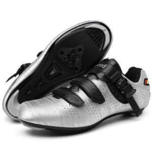 SDEQA Men's Cycling Shoes for Women Compatible with Peloton SPD ARC Look Delta Cleats Indoor Road Rcing Bikes Shoe,White,11