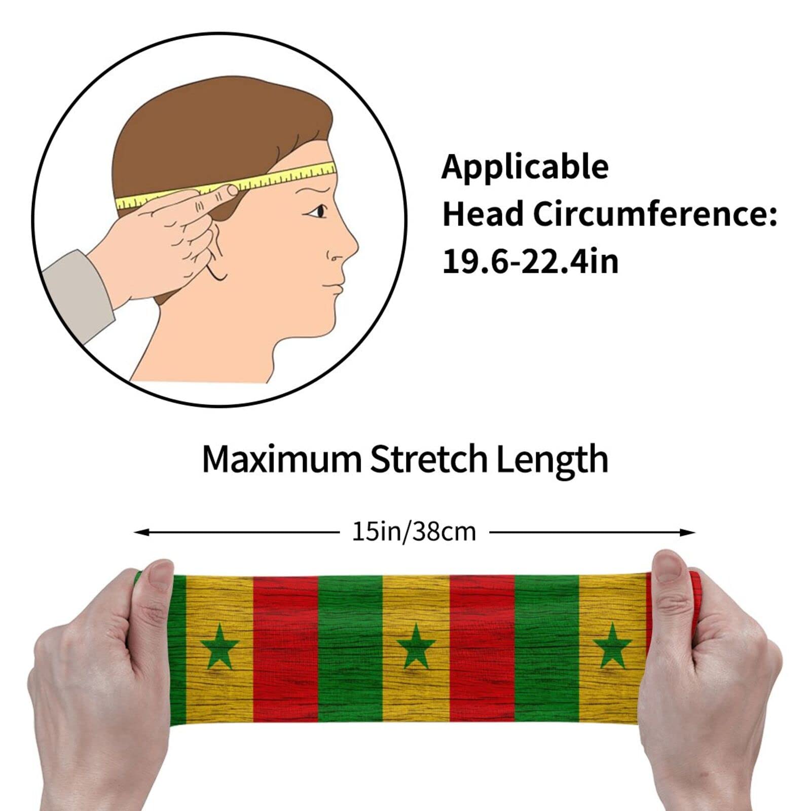 Senegal Wooden Texture Senegalese Flag Sports Headbands Unisex Yoga Non-Slip Quick-Drying Workout Hairband