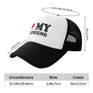 I Love Heart My Girlfriend Hat Unisex Adult Trucker Hats Adjustable Cap for Adults Classic Fishing Caps Black