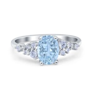 omranii simulated aquamarine cz size-9 oval art deco bridal wedding engagement ring round cz 925 sterling silver