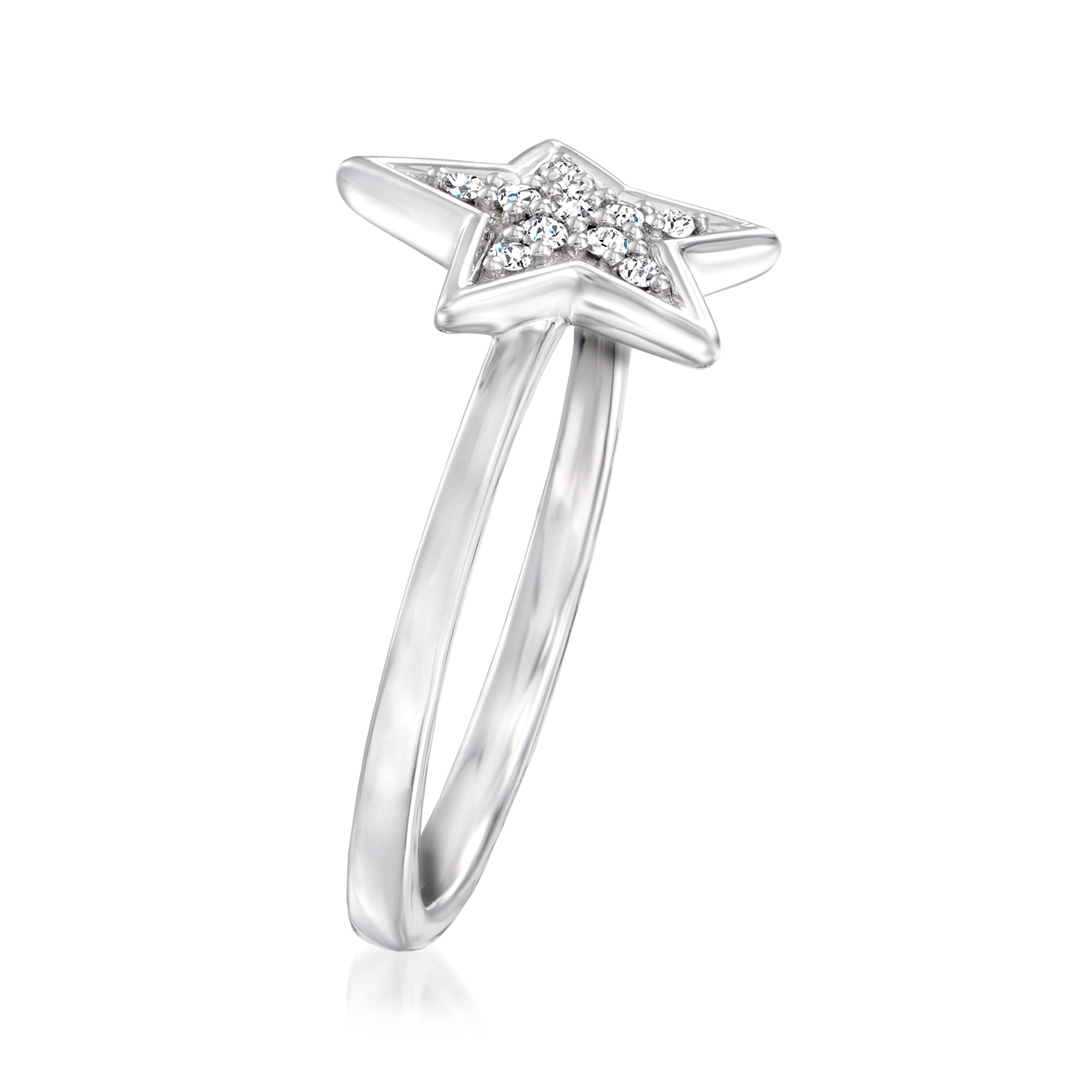 RS Pure by Ross-Simons 0.10 ct. t.w. Diamond Star Ring in Sterling Silver. Size 7