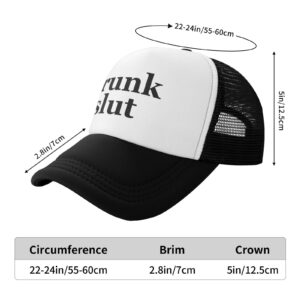 wovotieh,Drunk Slut Hat Unisex Adult Trucker Hats Adjustable Cap for Adults Classic Fishing Caps Black