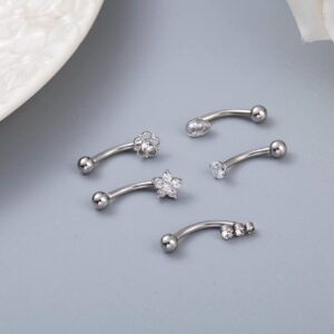 LOAYHOAY 5PCS 14G 316L Stainless Steel Petite Belly Button Rings for Women Dainty Navel Rings Tiny Belly Rings Body Piercing Set 8S