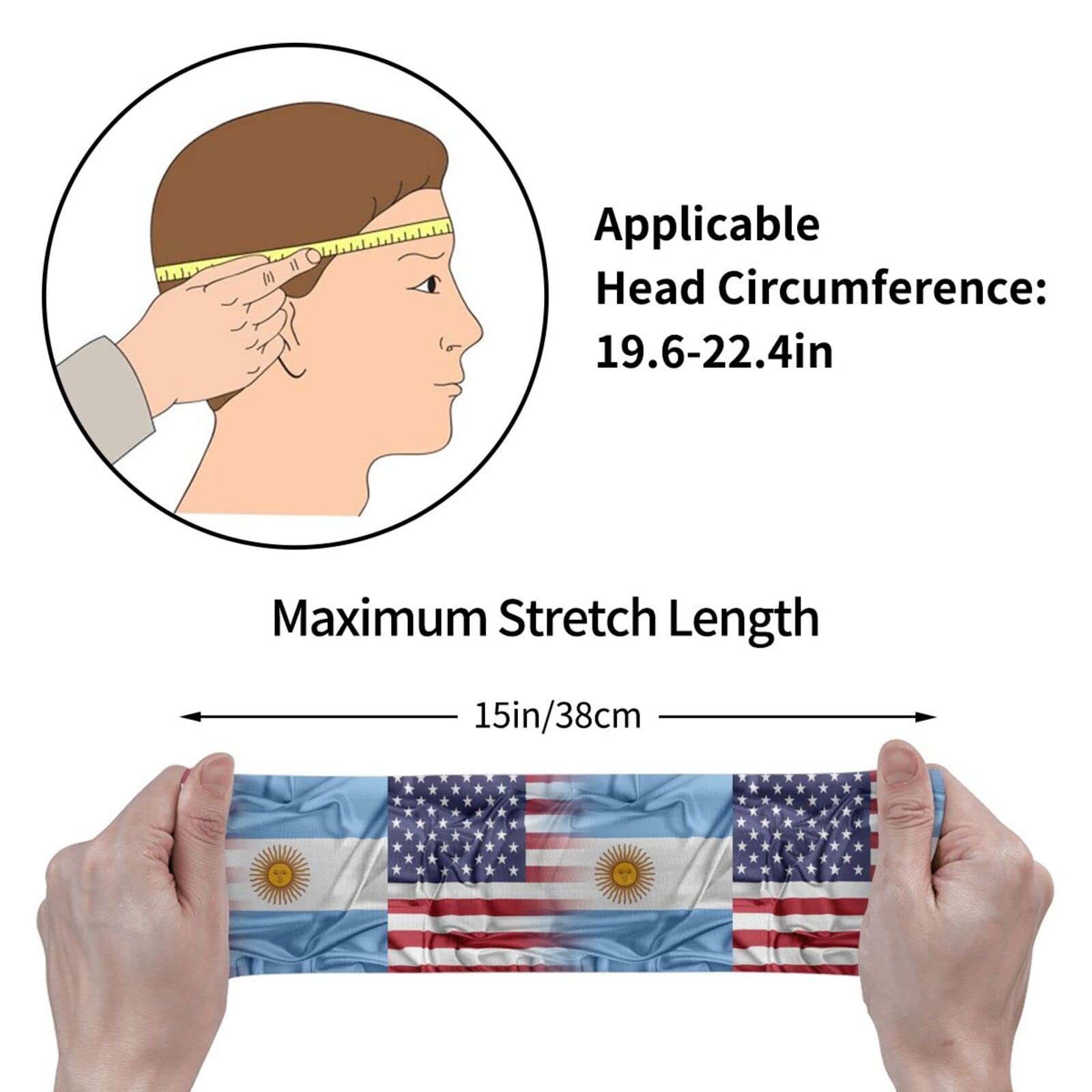 USA and Argentina Flag Sports Headbands Unisex Yoga Non-Slip Quick-Drying Workout Hairband