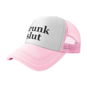 Drunk Slut Hat Unisex Adult Trucker Hats Adjustable Cap for Adults Classic Fishing Caps Pink