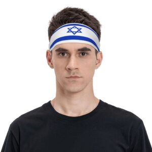 Israeli National Flag Sports Headbands Unisex Yoga Non-Slip Quick-Drying Workout Hairband