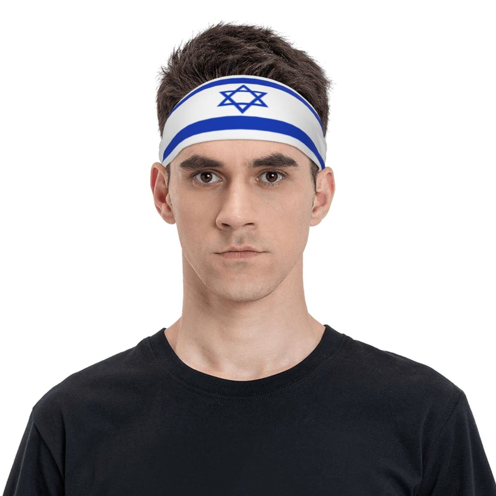 Israeli National Flag Sports Headbands Unisex Yoga Non-Slip Quick-Drying Workout Hairband