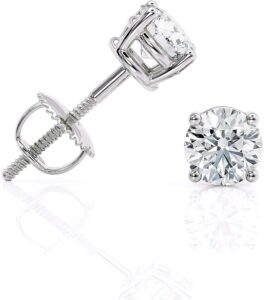 igi certified 2 carat d-e color lab grown diamond stud earrings for women i 14k white gold earrings i secure screw back earrings made in usa by beverly hills jewelers