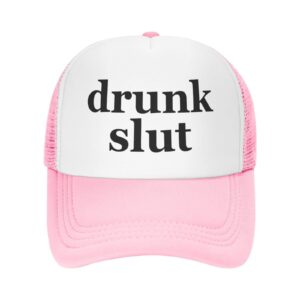 drunk slut hat unisex adult trucker hats adjustable cap for adults classic fishing caps pink