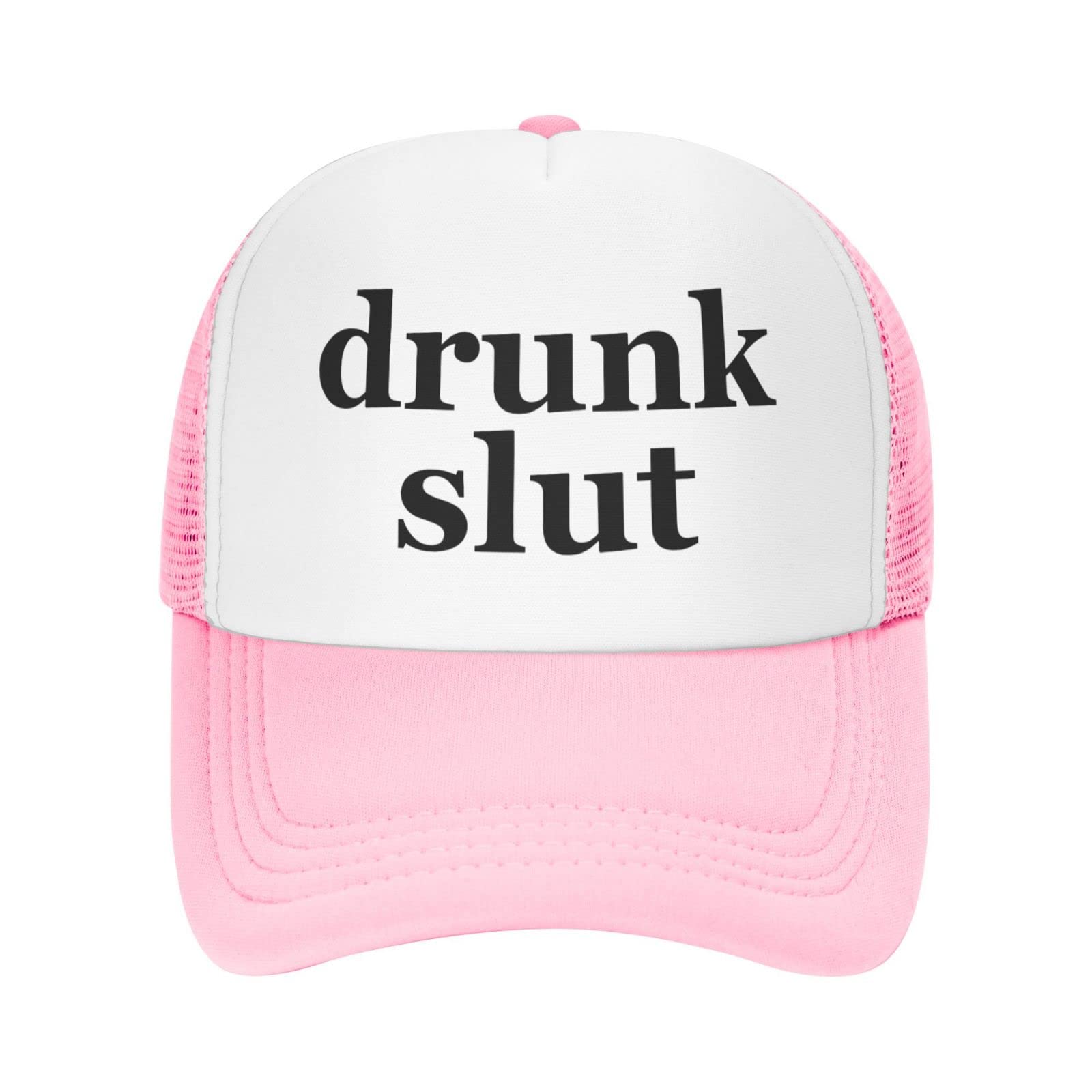 Drunk Slut Hat Unisex Adult Trucker Hats Adjustable Cap for Adults Classic Fishing Caps Pink