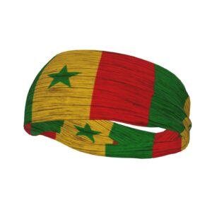 senegal wooden texture senegalese flag sports headbands unisex yoga non-slip quick-drying workout hairband