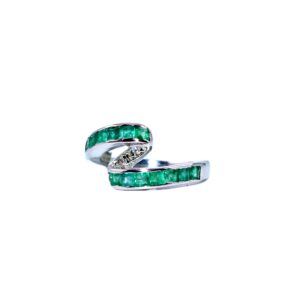 Natural Emerald Gemstone ring for Girls/Diamond Cocktail Rings For Woman / 925 Solid Silver Wedding Band / 2x2 mm (8)