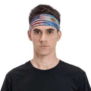 USA and Argentina Flag Sports Headbands Unisex Yoga Non-Slip Quick-Drying Workout Hairband