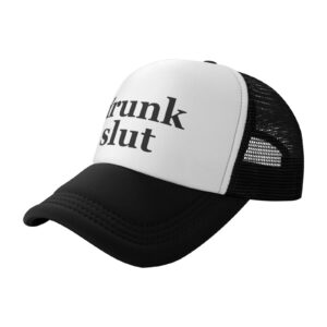 wovotieh,Drunk Slut Hat Unisex Adult Trucker Hats Adjustable Cap for Adults Classic Fishing Caps Black