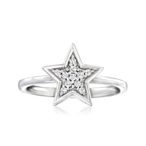 RS Pure by Ross-Simons 0.10 ct. t.w. Diamond Star Ring in Sterling Silver. Size 7