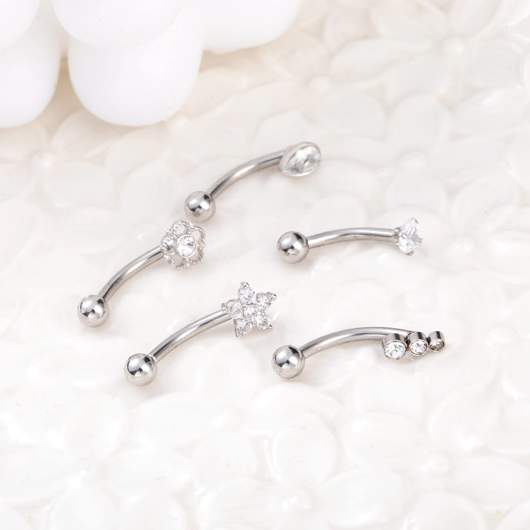 LOAYHOAY 5PCS 14G 316L Stainless Steel Petite Belly Button Rings for Women Dainty Navel Rings Tiny Belly Rings Body Piercing Set 8S