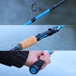 Sougayilang Fishing Pole, 2PC Spinning Rod with EVA and Cork Handle Grip, Baitcasting Rod for Freshwater Fishing Rod-Blue-5.9ft-Spinning