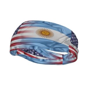 usa and argentina flag sports headbands unisex yoga non-slip quick-drying workout hairband