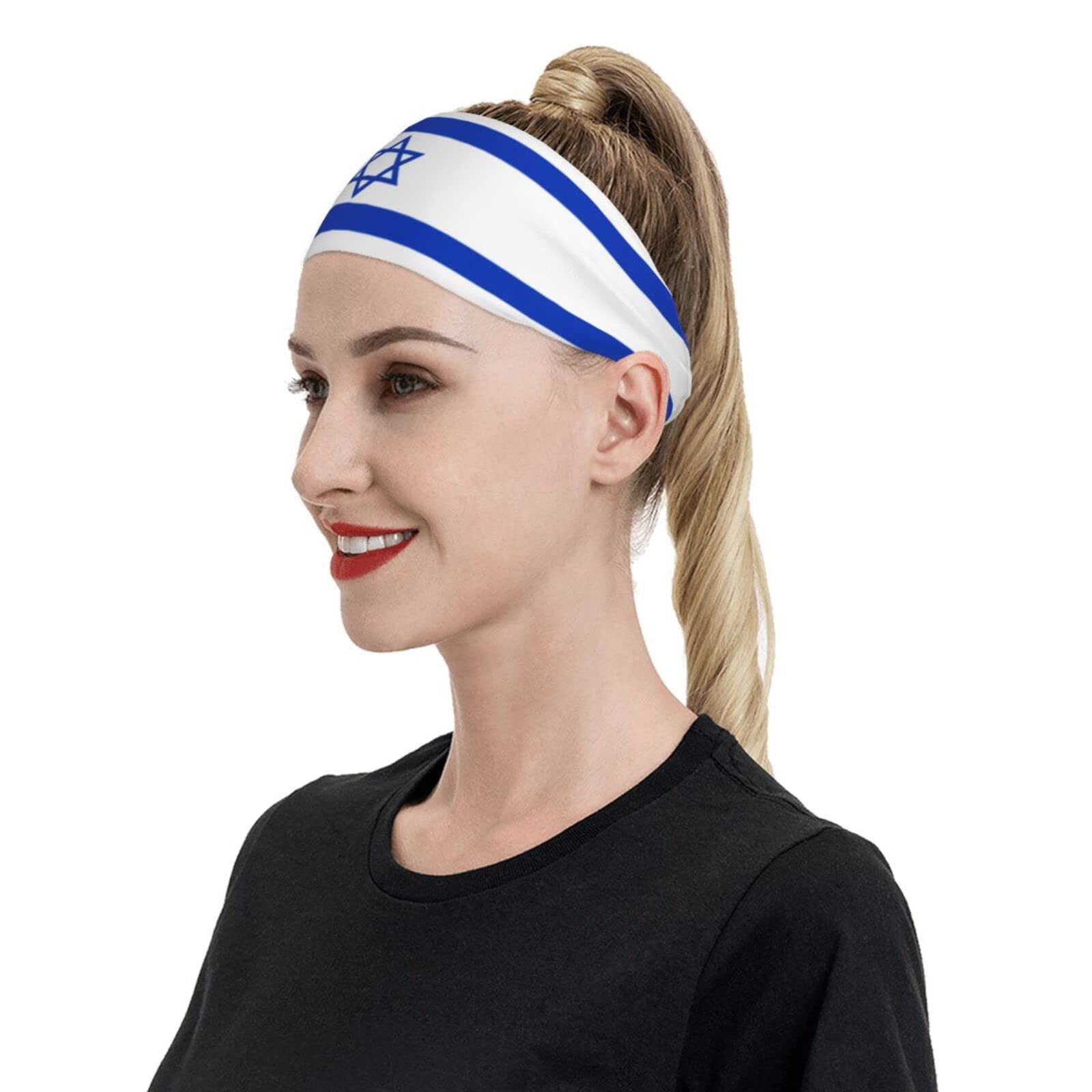 Israeli National Flag Sports Headbands Unisex Yoga Non-Slip Quick-Drying Workout Hairband