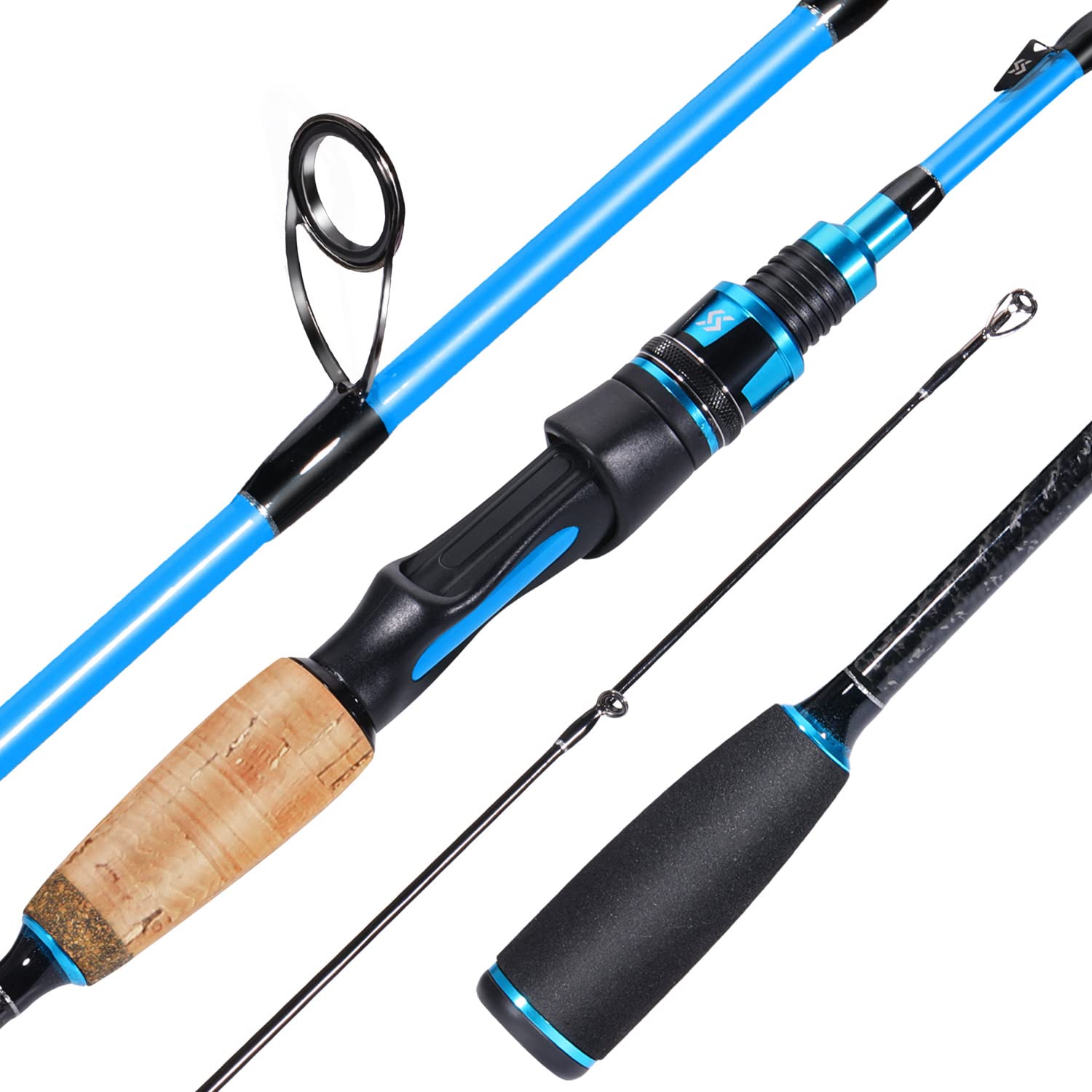 Sougayilang Fishing Pole, 2PC Spinning Rod with EVA and Cork Handle Grip, Baitcasting Rod for Freshwater Fishing Rod-Blue-5.9ft-Spinning