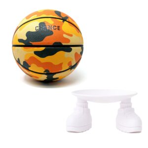 chance premium rubber outdoor/indoor basketball (7 men's official - 29.5", pascal - orange camo) standly the ball stand