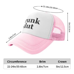 Drunk Slut Hat Unisex Adult Trucker Hats Adjustable Cap for Adults Classic Fishing Caps Pink