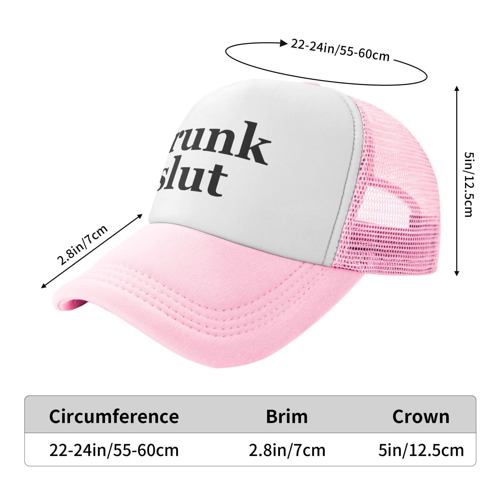 Drunk Slut Hat Unisex Adult Trucker Hats Adjustable Cap for Adults Classic Fishing Caps Pink