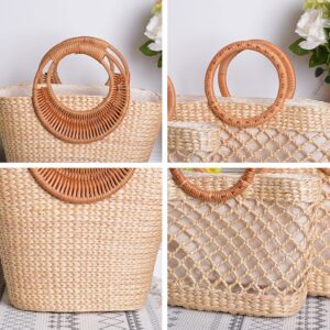 Summer Beach Bag, Large Straw Tote Bag Womens Handbag Boho Handwoven Purse Large Capacity Tote Ladies Shopping Bags, Type 1