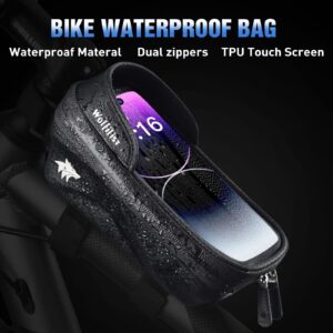 WOLFILIST Bike Bag - Waterproof Bike Frame Bag with Sun-Visor Rain Cover, Bike Phone Holder with TPU Sensitive Touch Screen, Handlebar Bag Bicycle Accessories