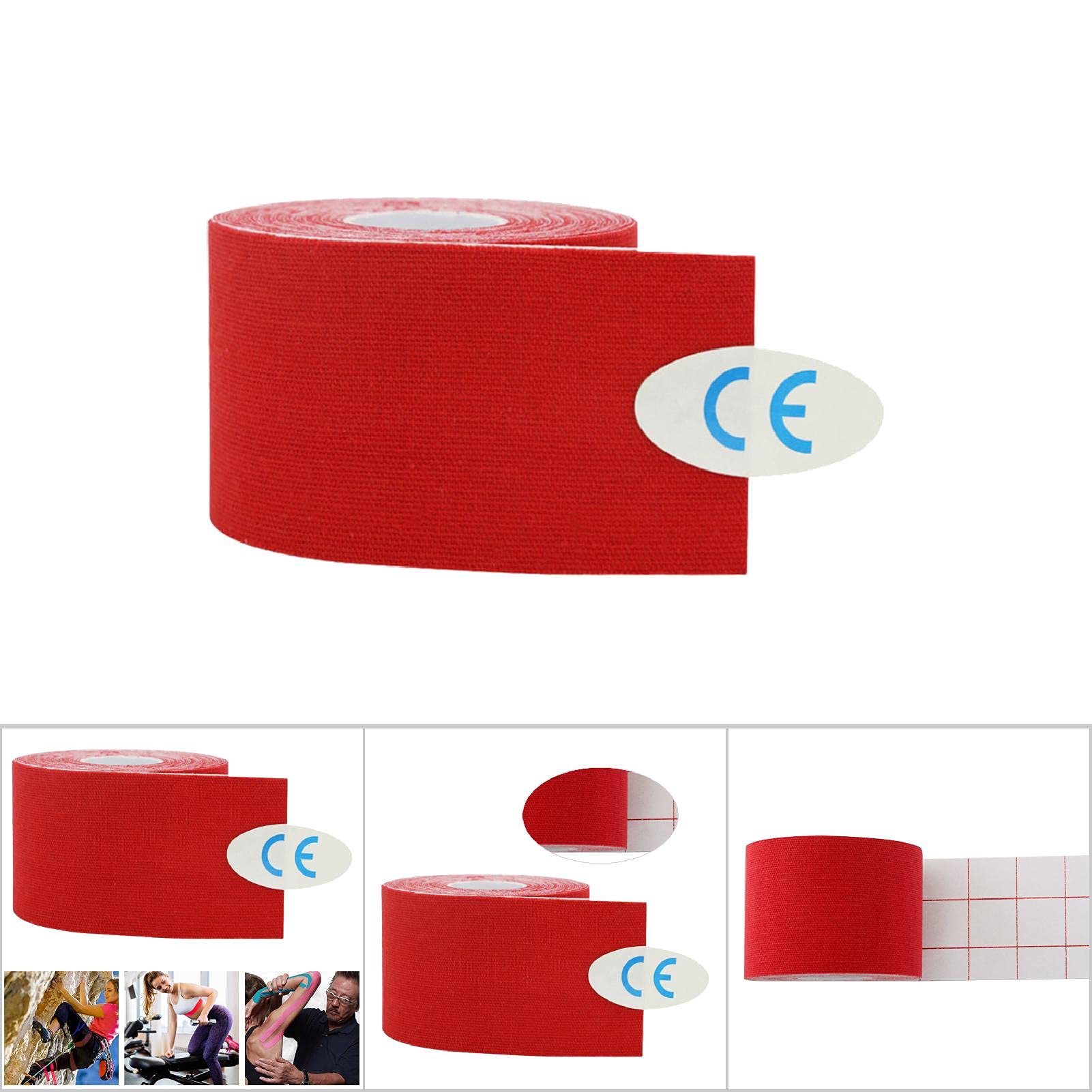 Flbirret 5cm x 5m Cotton Muscle Taping Strapping Bandage Elastic Adhesive Sport Tape Strain Injury (Red)