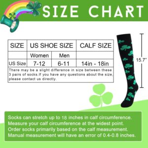 Junely St Patricks Day Compression Socks for Women Shamrock Knee High Socks for Running Work Support Nurses Pregnancy Travel Sports Swelling Green