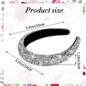 Sibba Rhinestone Headband Padded Hairbands Hair Hoops Accessories Crystal Beaded Jeweled Sparkle Wide Band Handmade Sequin Embellished Headpiece Headwear Easter Party for Women