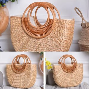 Summer Beach Bag, Large Straw Tote Bag Womens Handbag Boho Handwoven Purse Large Capacity Tote Ladies Shopping Bags, Type 1