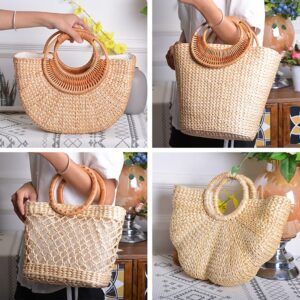 Summer Beach Bag, Large Straw Tote Bag Womens Handbag Boho Handwoven Purse Large Capacity Tote Ladies Shopping Bags, Type 1