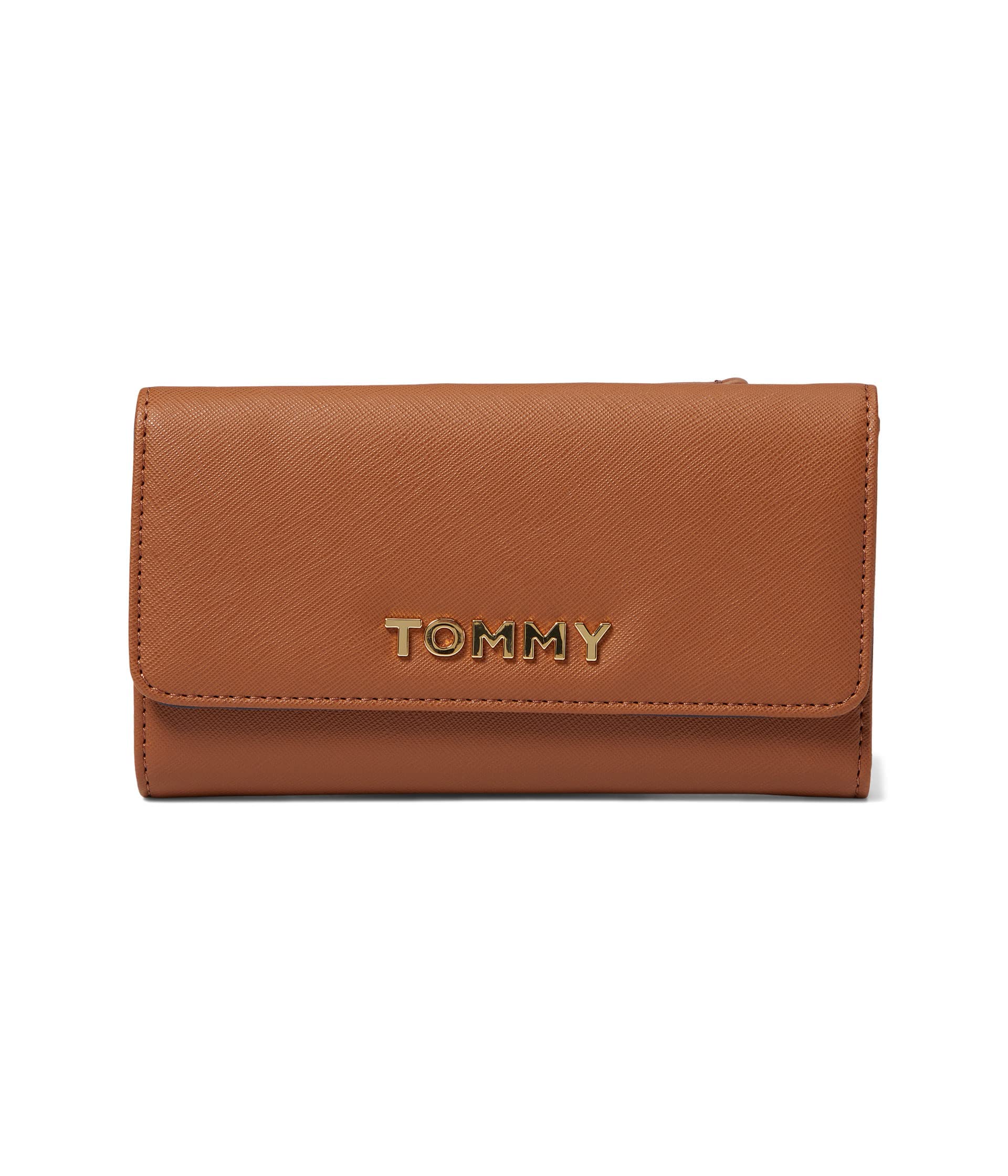 Tommy Hilfiger Kendall II Flap Continental Wallet Saffiano PVC Cognac One Size