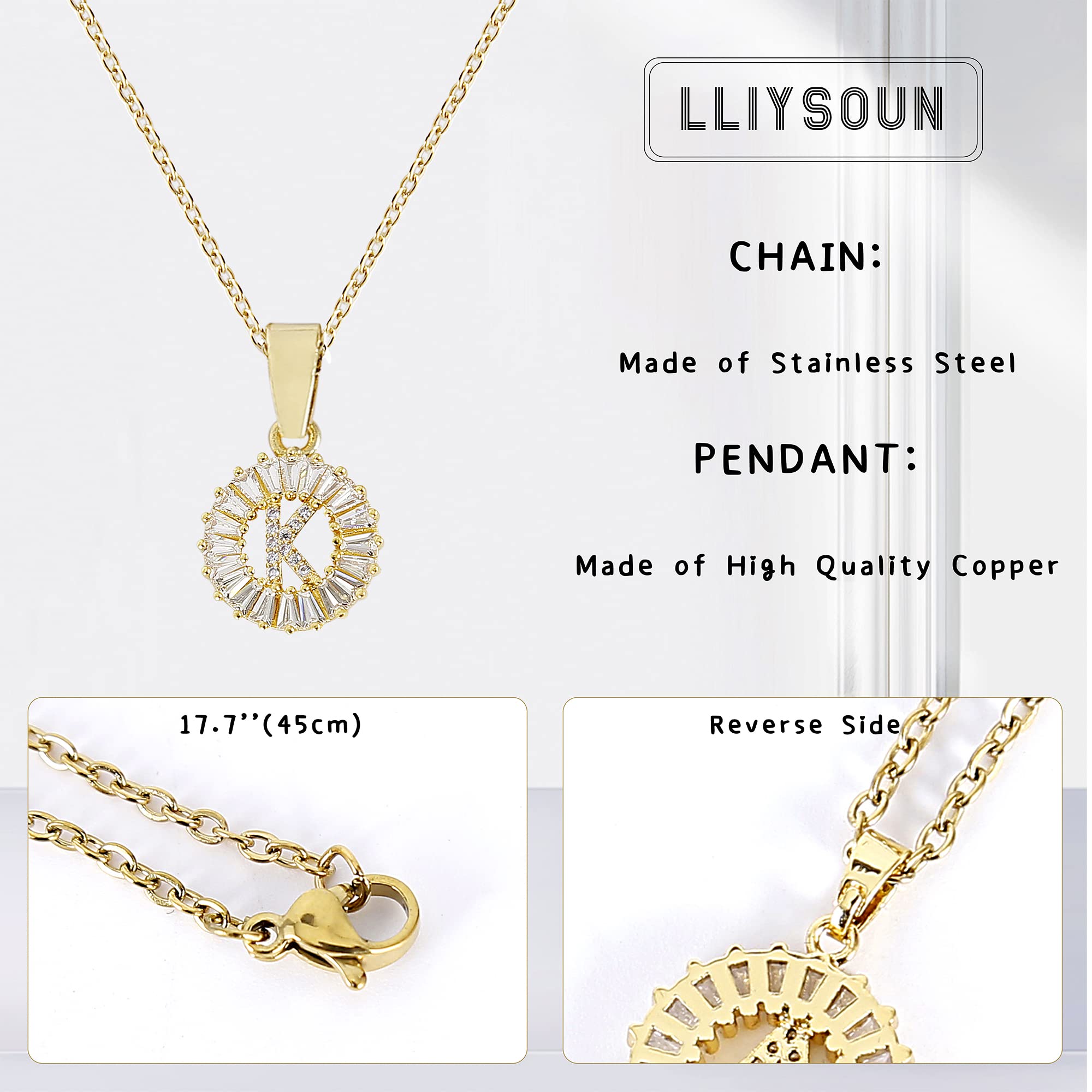 LLIYSOUN Initial Necklaces for Women Initial Jewelry for Women 14K Gold Plated Letter Layered Personalized Round Zirconia Letters Jewelry for Women Valentines Day Gifts Gold K