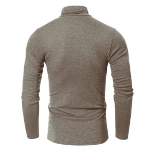 Men's Fashion Mock Turtleneck T-Shirts Long Sleeve Pullover Sweater Basic Designed Undershirt Slim Fit Top(Khaki,Medium)