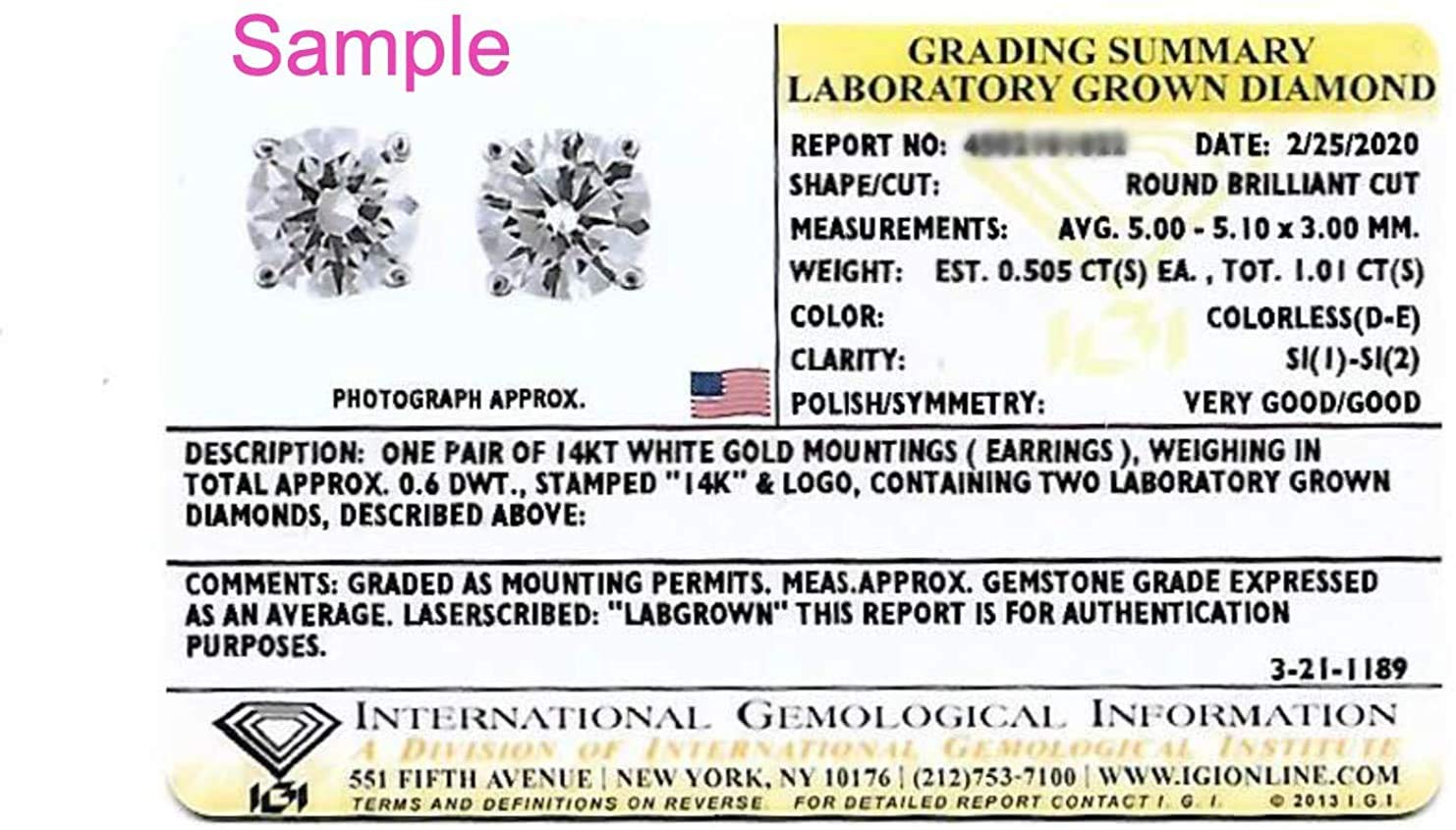 IGI Certified 2 Carat D-E Color Lab Grown Diamond Stud Earrings for Women I 14k White Gold Earrings I Secure Screw Back Earrings Made in USA by Beverly Hills Jewelers