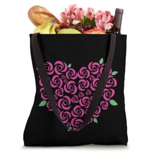 Pink Roses Heart Shaped Valentine's Day Anniversary Tote Bag