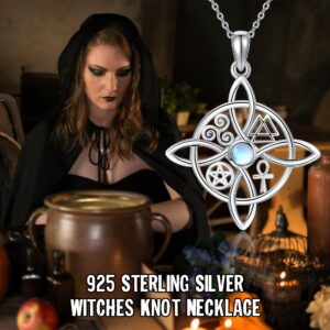 YAFEINI Witches Knot Necklace Sterling Silver Witches Knot Pendant Necklace Celtic Knot Witch Jewelry for Women