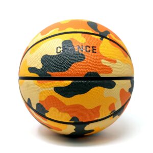 Chance Premium Rubber Outdoor/Indoor Basketball (7 Men's Official - 29.5", Pascal - Orange Camo) Standly The Ball Stand