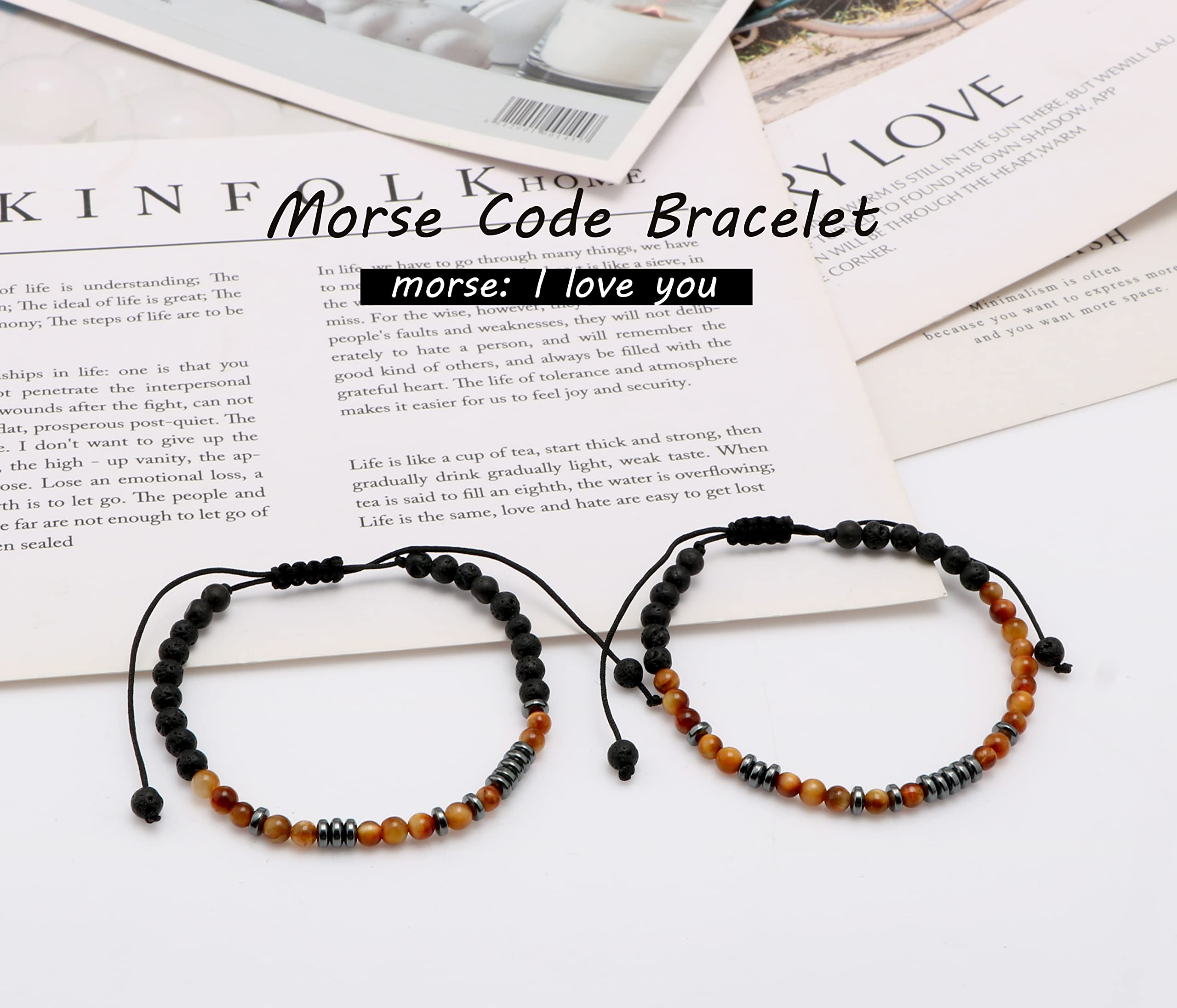 Yiyang Unbiological Sister Gifts for Women Friendship Bracelet Morse Code Bracelet Best Friend Birthday Christmas Gifts for Women Soul Sister Best Friend Bracelet I Love You Funny Gifts