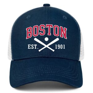 boston hat red men women embroidered mesh trucker hat adjustable snapback baseball cap youth golf hats blue apparel gifts