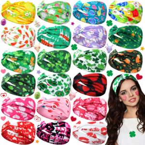 Giegxin 21 Pcs Holiday Headbands Bulk for Women Mother's Day Headbands Mother Pink Heart Elastic Wide Hair Wrap Assorted Styles Hair Accessories for Yoga Running Workout Party