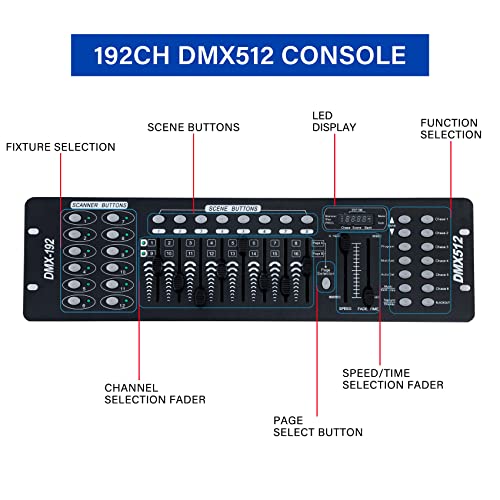 TCFUNDY DMX 512 Controller, 192 Channel DMX Light Controller Stage Lighting Console for Party DJ Disco Lights Show Night Club