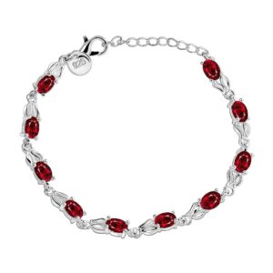 wdiyieetn fashion jewelry ruby bracelet 925 sterling silver oval cut red cubic zirconia crystal diamond wedding bracelet for women