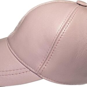 Leather Hat Adjustable Men's Genuine Leather Plain Baseball Cap for Outdoor Sports Hat Classic Referee Cap Pink