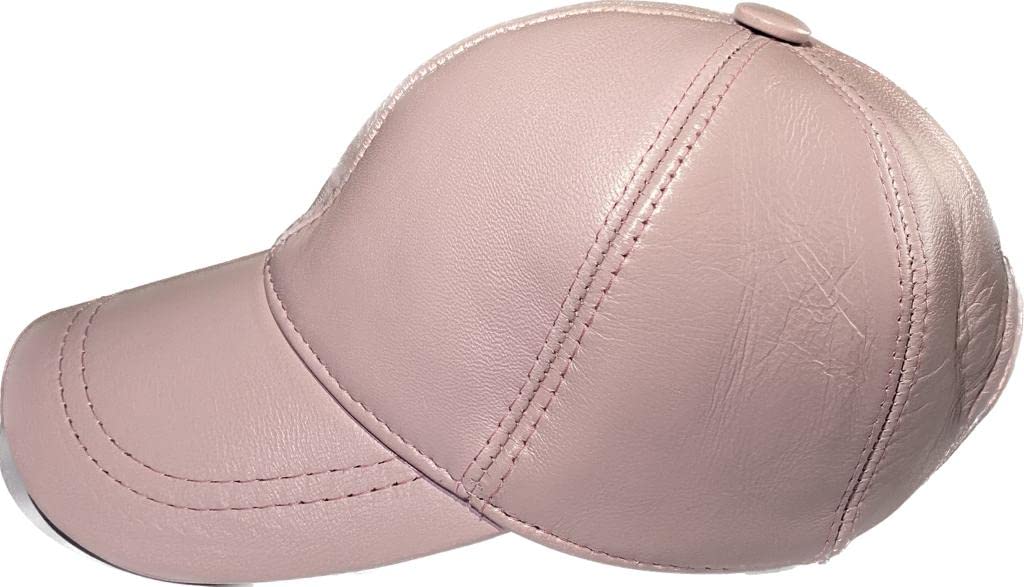 Leather Hat Adjustable Men's Genuine Leather Plain Baseball Cap for Outdoor Sports Hat Classic Referee Cap Pink