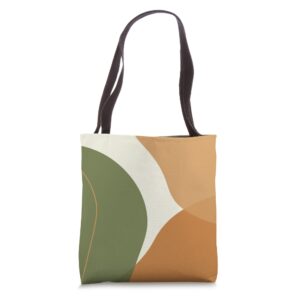 Abstract Vintage Midcentury Forest Green Mustard Earth Tone Tote Bag