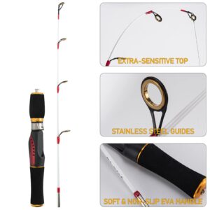 Dr.Fish Ice Fishing Rod and Reel Combo with 2 Ice Spinning Reels Ice Fishing Gears Equipment Ice Fishing Pole Ice Jig Lures